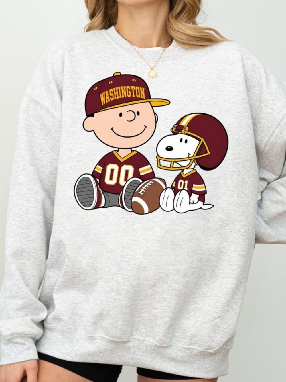 Sport grey Crewneck Sweatshirt with Maroon & Gold Football Washington